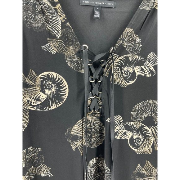 White House Black Market Sleeveless Nautilus Seashell Print Top Blouse Size S - Picture 3 of 14